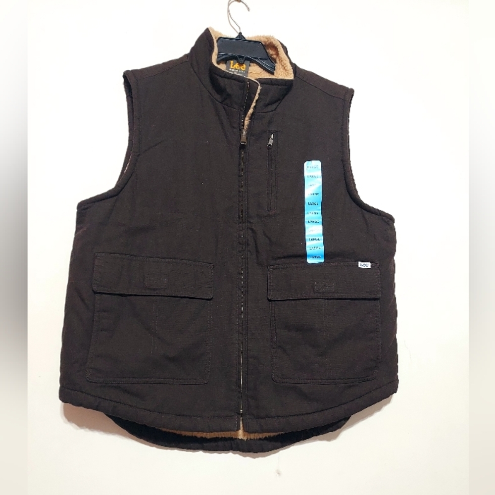 Lee' Men's Workwear Canvas Dark Brown Vest Sz-L